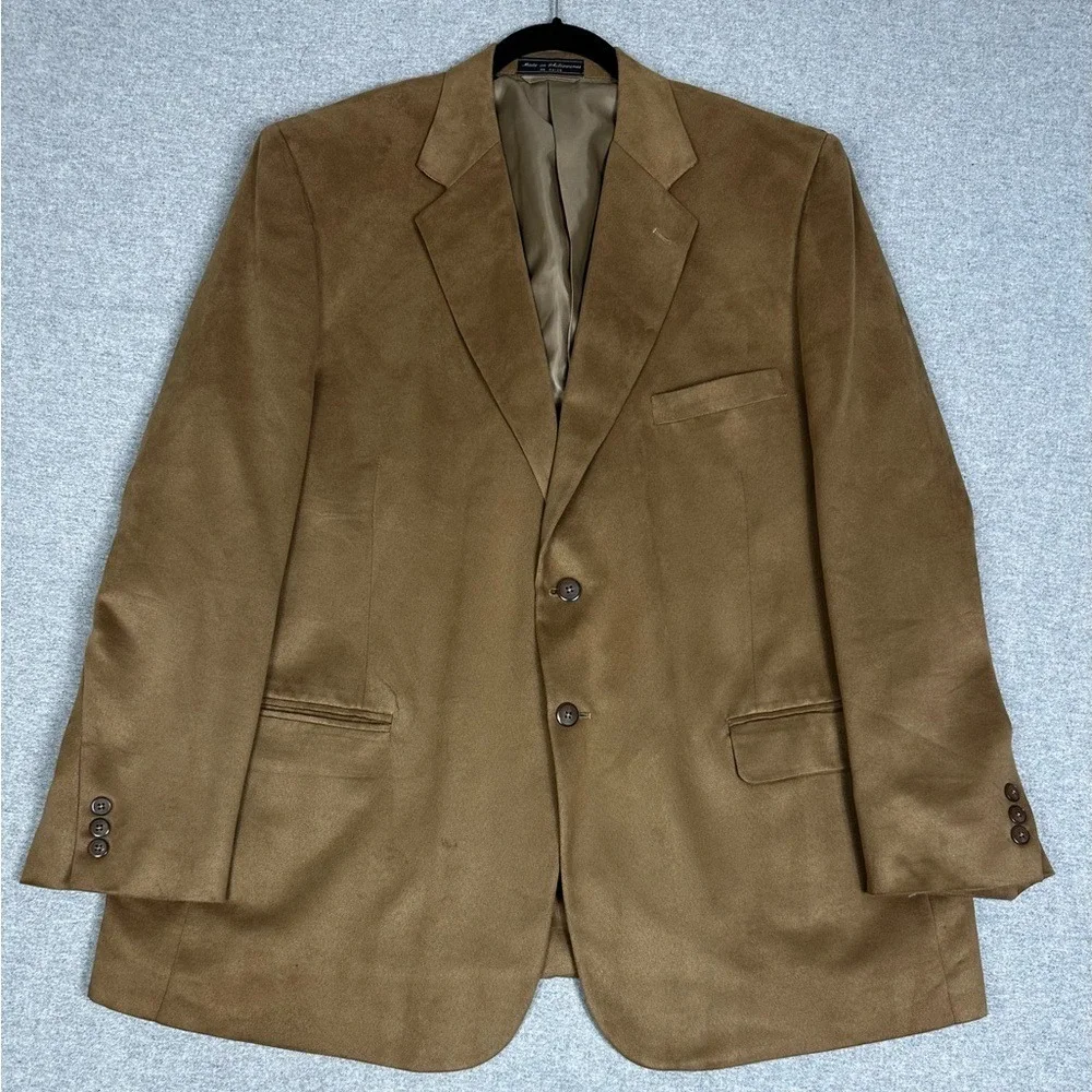 Meeting Street Blazer Mens 46R Brown‎ Faux Suede Suprasuede 2 Button Sport Coat